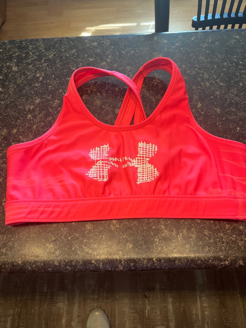 Under Armour Hot Pink Crossback Sports Bra with White Logo